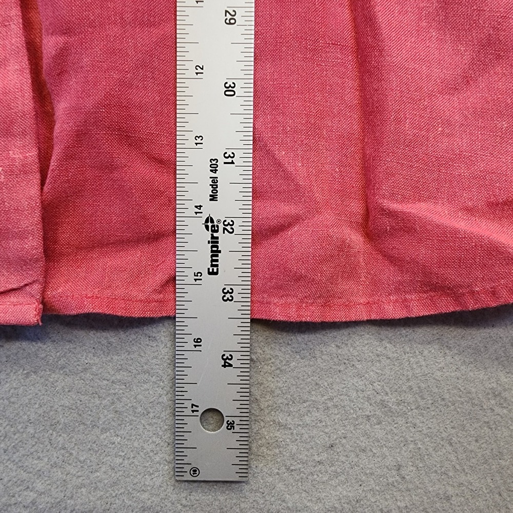Chicos Linen Button Down Shirt Size 2 Large Pink Red Roll Tab Sleeve Tunic Linen - Picture 12 of 13